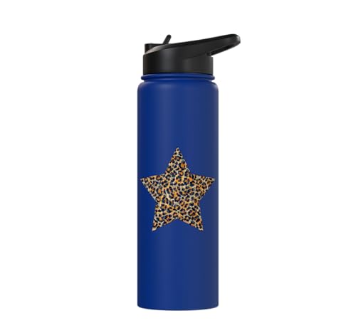 Star Shape Cute Cheetah Leopard Print Graphic Stainless Steel Insulated Water Bottle