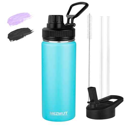 18oz Sports Insulated Water Bottle for School with 2 Lids (18 Count)