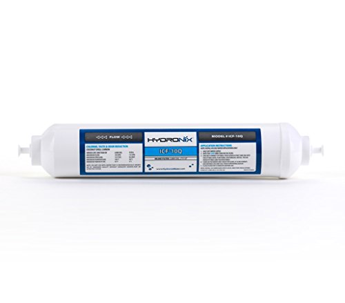 ICF-10Q/3 Inline Post Activated Carbon Water Filter Replacement Cartridge with 1/4-Inch Quick Connect for Refrigerator, Ice Maker, RO Reverse Osmosis System, 2000 Gallons (3 Pack) (3 Count)