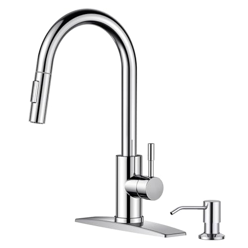 Chrome Kitchen Faucet with Soap Dispenser