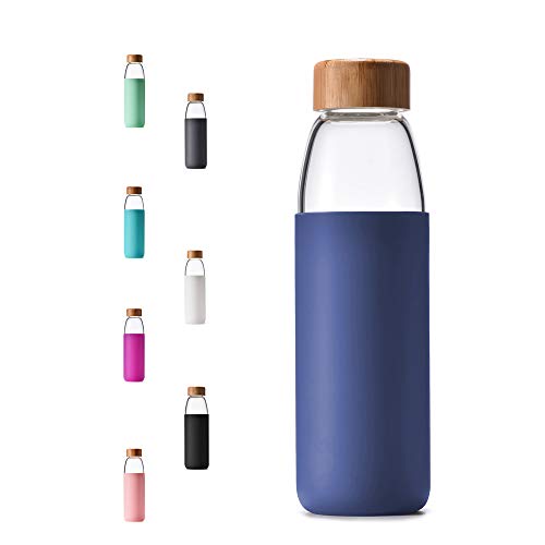 25 Oz Borosilicate Glass Water Bottles with Bamboo Lid