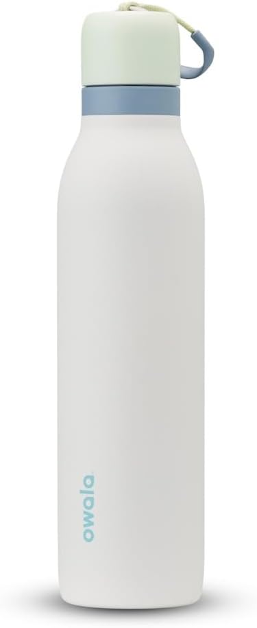 Owala FreeSip Twist Insulated Stainless Steel Water Bottle with Straw for Sports and Travel, BPA-Free, 24-oz, Green/White (Iced Breeze)