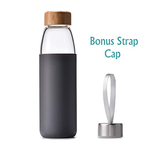 18 Oz Borosilicate Glass Water Bottles with Bamboo Lid