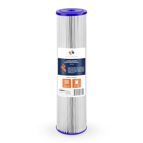 1 Micron Whole House Pleated Sediment Water Filter Cartridge 20x4.5 Well Filter Replacement Compatible with ECP5 (4 Count)