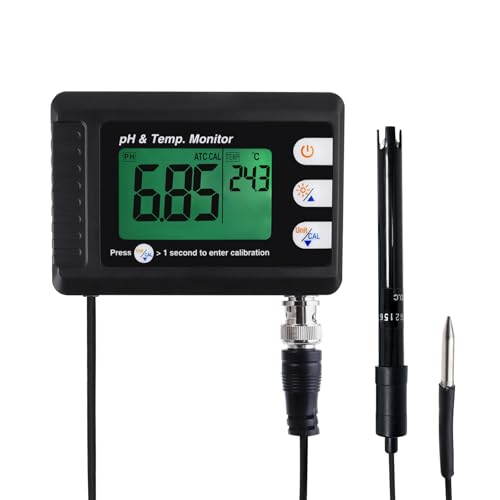 Digital pH & Temperature Water Monitor with Large LCD Display