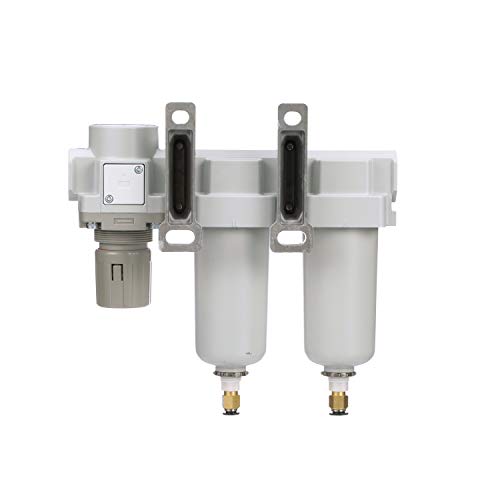 SAU430-N06DG-MEP Three Stage Air Drying System Particulate Air Filter, Coalescing Filter, Air Pressure Regulator Combo 3/4" NPT - Metal Bowl, Auto Drain, Bracket, Gauge