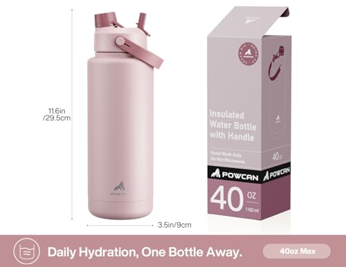 40 oz Insulated Water Bottle with 2