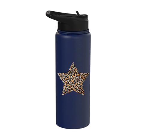 Star Shape Cute Cheetah Leopard Print Graphic Stainless Steel Insulated Water Bottle