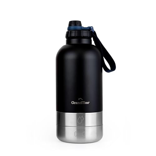Insulated Portable Water Bottle with 2 Detachable Dog Bowl Dispenser