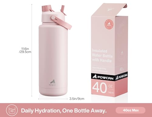 40 oz Insulated Water Bottle with 2