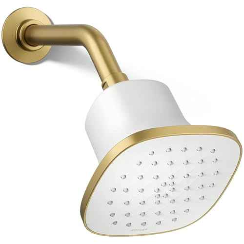 37722-Y-2MB Cinq Square Single-Function Filtered Showerhead, Five-Layer Filtration, 2.5 GPM, Contemporary Design, Easy to Clean, Vibrant Brushed Moderne Brass