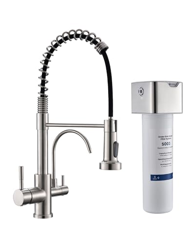 3 in 1 Kitchen Faucet with Pull Down Sprayer Brushed Nickel