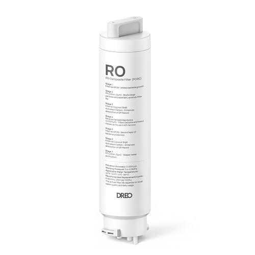 7-in-1 Reverse Osmosis Water Filter, Compatible with DREO RO Water Filter 112 & 113 & 114 & 115, Removes 99.99% of Contaminants including PFOA, PFOS, Chlorine, Last 265 gallons, SGS Tested