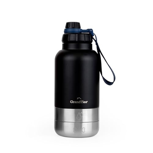 Insulated Portable Dog Water Bottle with 2 Detachable Water Bowl Dispenser