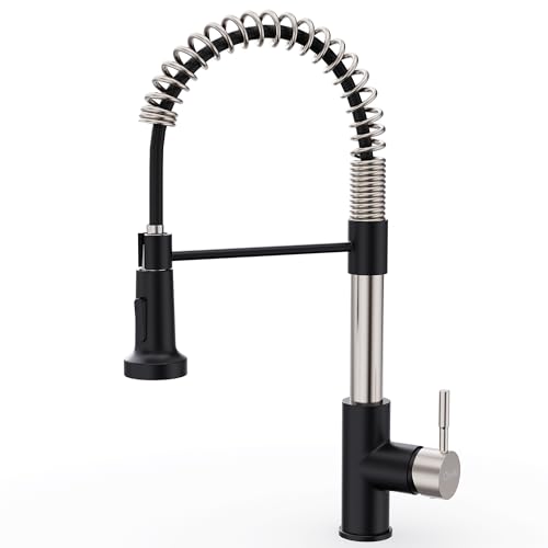 Kitchen Faucet with Pull Down Sprayer Nickel and Black