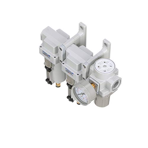 SAU430-N06DG-MEP Three Stage Air Drying System Particulate Air Filter, Coalescing Filter, Air Pressure Regulator Combo 3/4" NPT - Metal Bowl, Auto Drain, Bracket, Gauge