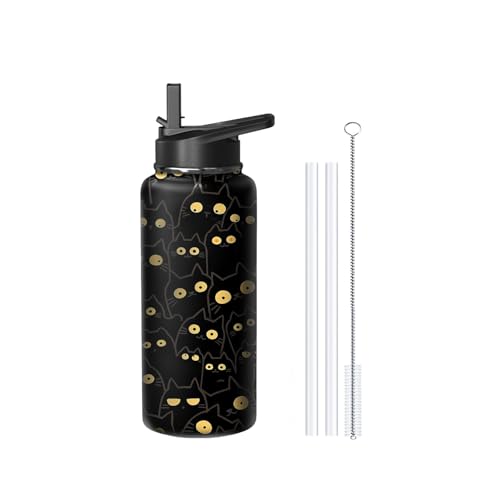 18oz Cat Water Bottle with Handle and Flip Straw