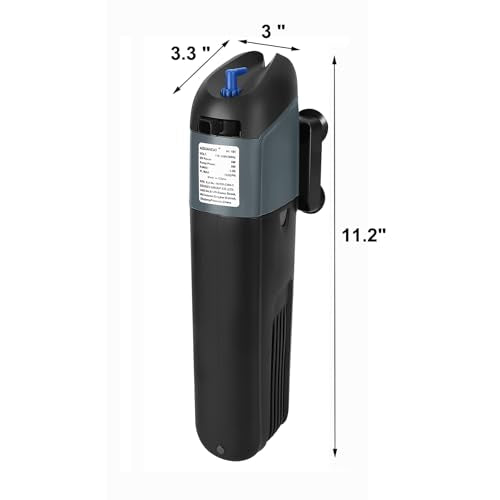 Aquarium Filter 5W UV Bulb Green Water Killer Submersible Pump Filter 132 GPH for 75 Gallon Fish Tank