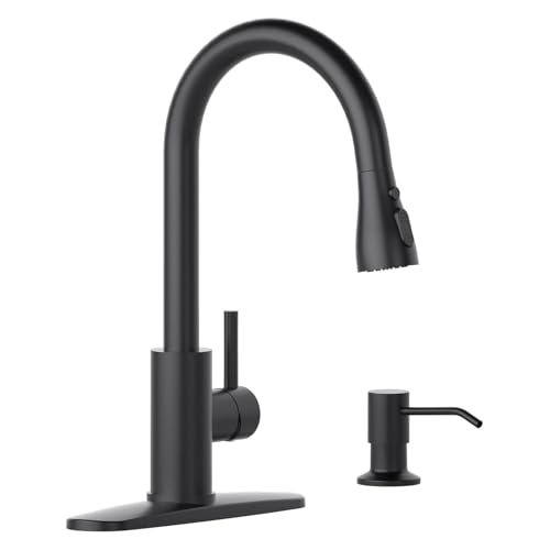 Black Kitchen Faucet with Soap Dispenser