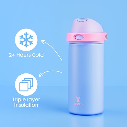 2 Pack 18 oz Insulated Kids Water Bottle for Travel (2 Count)