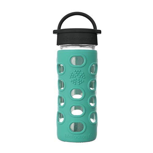 12-Ounce BPA-Free Glass Water Bottle with Classic Cap and Protective Silicone Sleeve, Kale