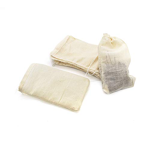 Reusable Drawstring Cotton Soup Bags Coffee Chinese Medicine Tea Bag Brew Straining Herbs Cheesecloth Bone Broth Gravy Stew (12 Count)