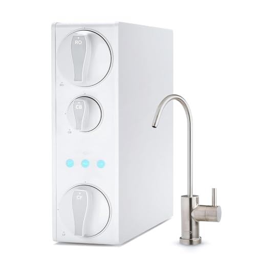 RO500-BN, NSF Certified Tankless RO Reverse Osmosis Water Filtration System, 500 GPD Fast Flow, Brushed Nickel Faucet, 2:1 Pure to Drain Ratio, White