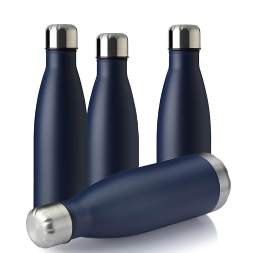 17oz Sport Water Bottle 4 Pack Vacuum Insulated Stainless Steel Leak (4 Count)