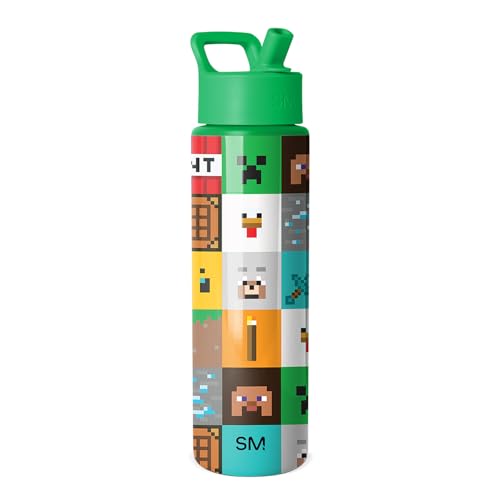 Minecraft Water Bottle with Straw