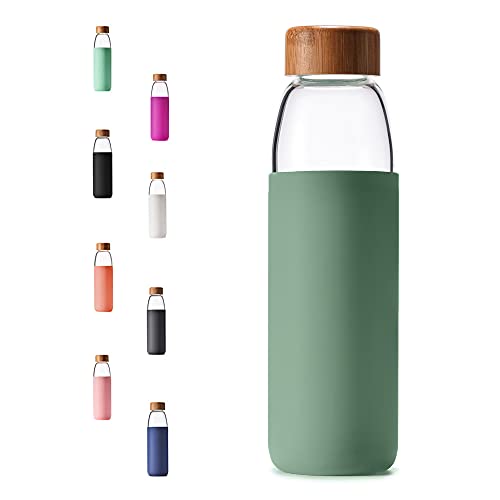 25 Oz Borosilicate Glass Water Bottles with Bamboo Lid
