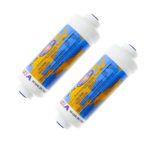 Omnipure (K2340-KK) T40 GAC Coconut Carbon Inline Filter - 6" x 2" & 3/8" OD Quick Connect Filter for Post Reverse Osmosis (2 Pack)