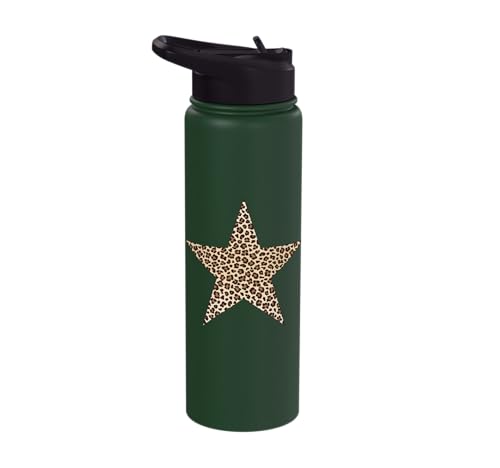 Star Shape Cute Cheetah Leopard Print Graphic Stainless Steel Insulated Water Bottle
