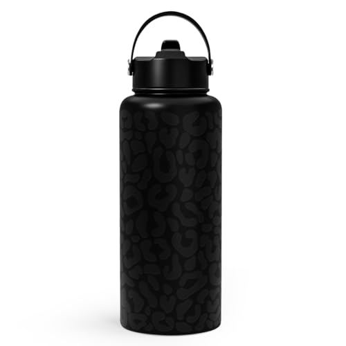 Leopard Water Bottle 32oz Stainless Steel Double Wall Vacuum Insulated with Lid