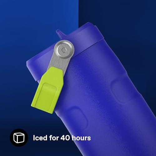 1913 Flip Straw Drinking Bottle 0.47 L Cobalt Chartreuse