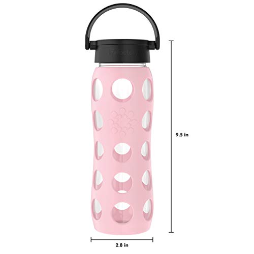 22-Ounce BPA-Free Glass Water Bottle with Classic Cap and Protective Silicone Sleeve, Desert Rose