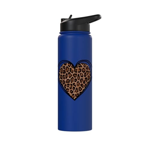 Heart Shape Cute Cheetah Leopard Print Graphic Stainless Steel Insulated Water Bottle