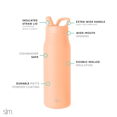 Insulated Water Bottle with Manual Straw