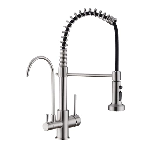 Commercial 3 in 1 Spring Brushed Nickel Kitchen Faucet