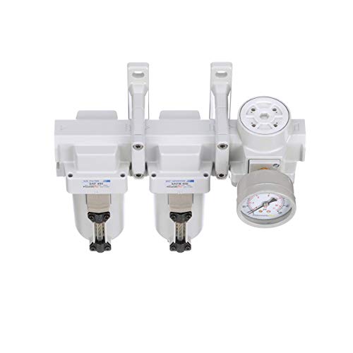 SAU430-N04G-MEP 3 Stage Compressed Air Filter Dryer System - Particulate Air Filter, Coalescing Air Filter, Compressed Air Pressure Regulator Combo, 1/2" NPT - Metal Bowl, Manual Drain