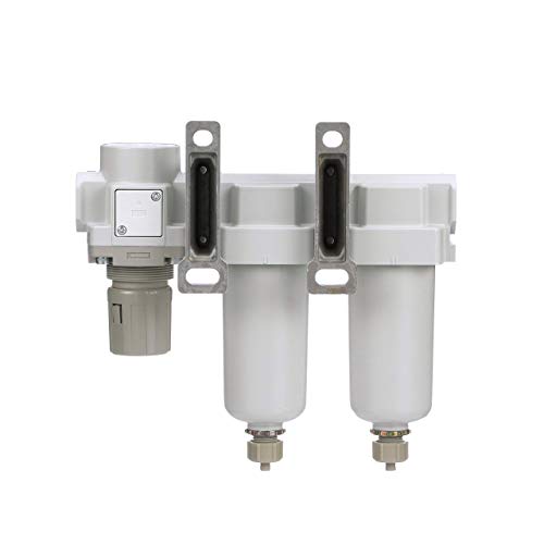 SAU430-N04G-MEP 3 Stage Compressed Air Filter Dryer System - Particulate Air Filter, Coalescing Air Filter, Compressed Air Pressure Regulator Combo, 1/2" NPT - Metal Bowl, Manual Drain