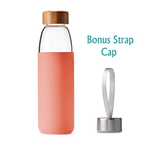 18 Oz Borosilicate Glass Water Bottles with Bamboo Lid