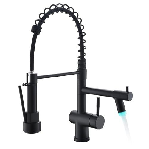 Matte Black LED Kitchen Faucet with Pull Down Sprayer