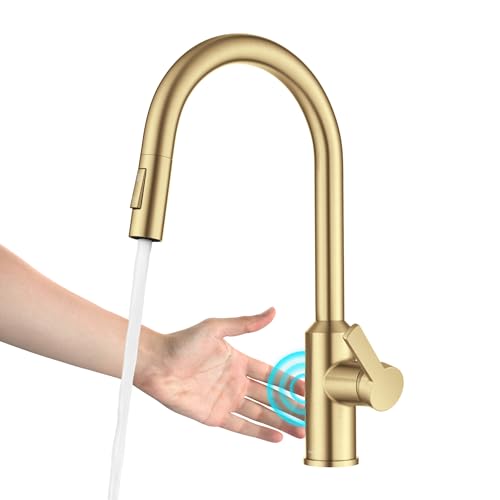 Brushed Brass Touchless Pull Down Kitchen Faucet KSF