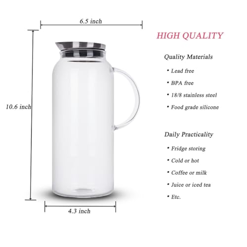 68 Ounces Glass Pitcher with Lid