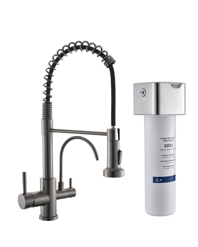 3 in 1 Kitchen Faucet with Pull Down Sprayer Black Stainless