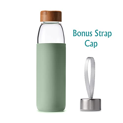 25 Oz Borosilicate Glass Water Bottles with Bamboo Lid
