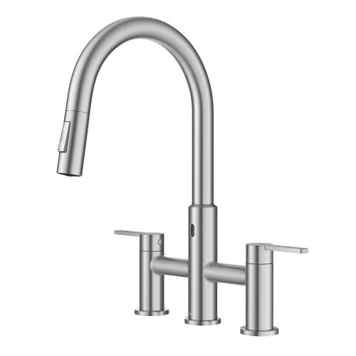 Oletto Touchless Sensor Bridge Kitchen Faucet with Pull