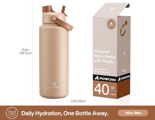 40 oz Insulated Water Bottle with 2