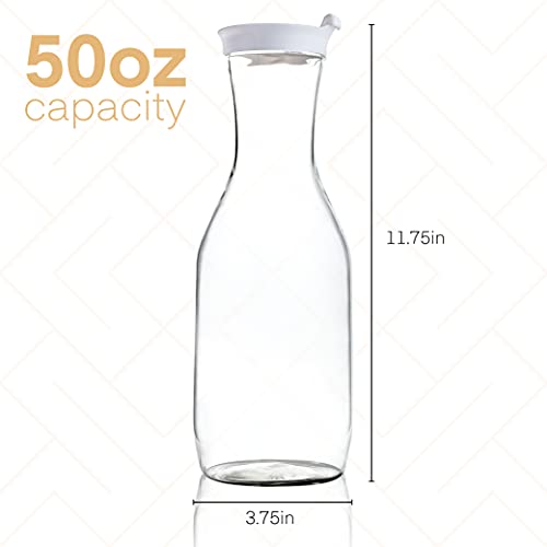 Clear Plastic Water Pitchers Carafes with Flip top White Lids Pack of 2 (2 Count)