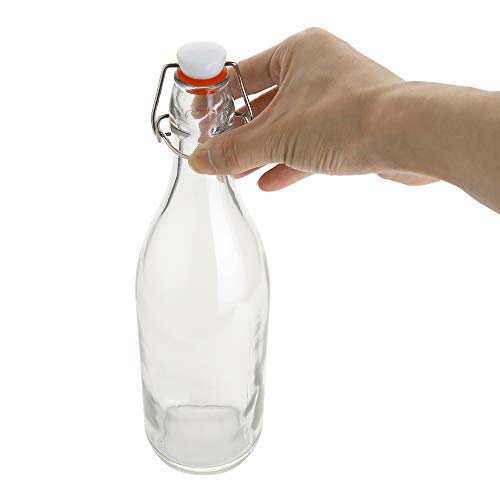 Flip Top Glass Bottle [1 Liter (4 Count)